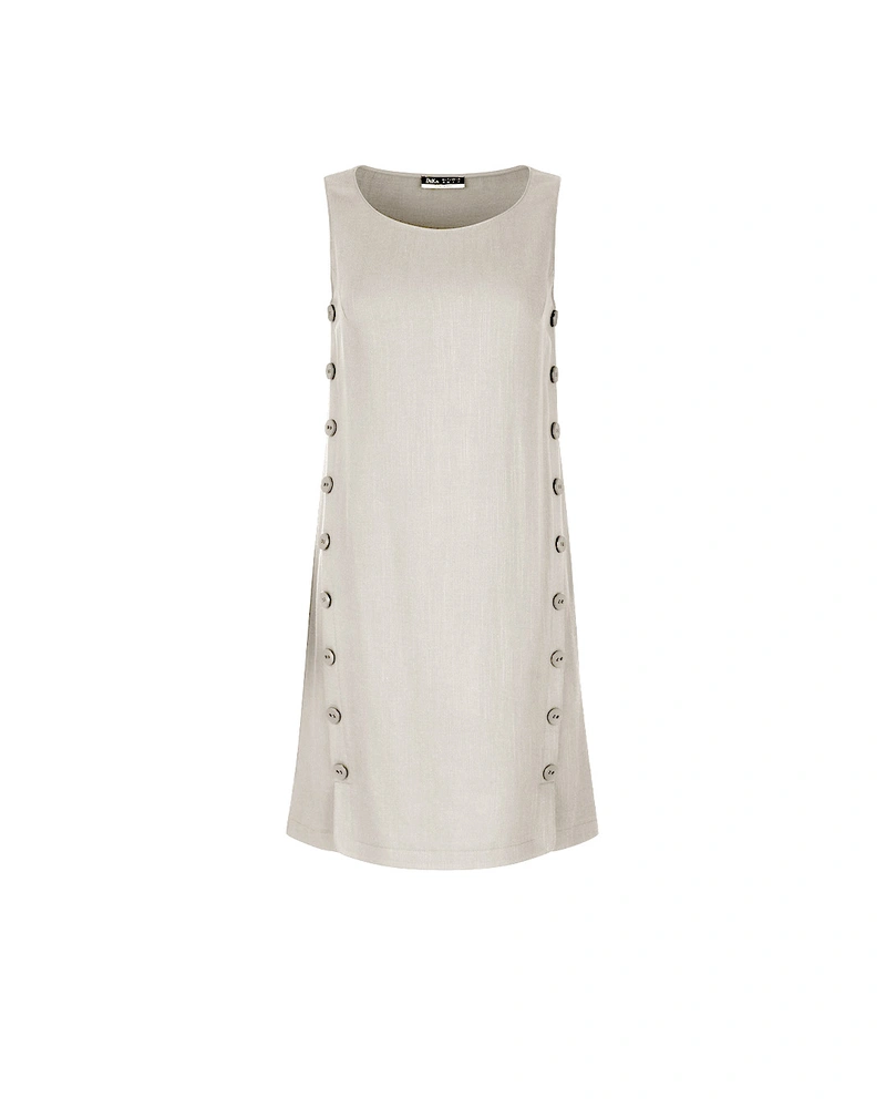 Linen and viscose dress in elegant ecru | Dresses