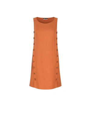 Linen and viscose dress in elegant orange | Casual collection - 1
