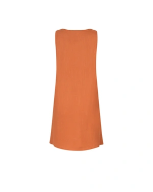 Linen and viscose dress in elegant orange | Casual collection - 2