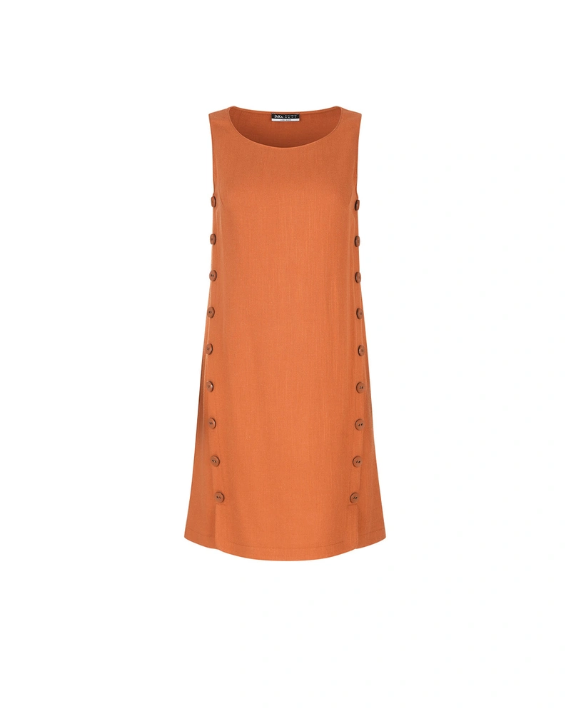 Linen and viscose dress in elegant orange | Casual collection