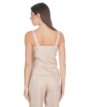 Gornji deo od mešavine lana sa bretelama i dugmadima u svetlo praškasto ružičastoj boji | Casual kolekcija - 4