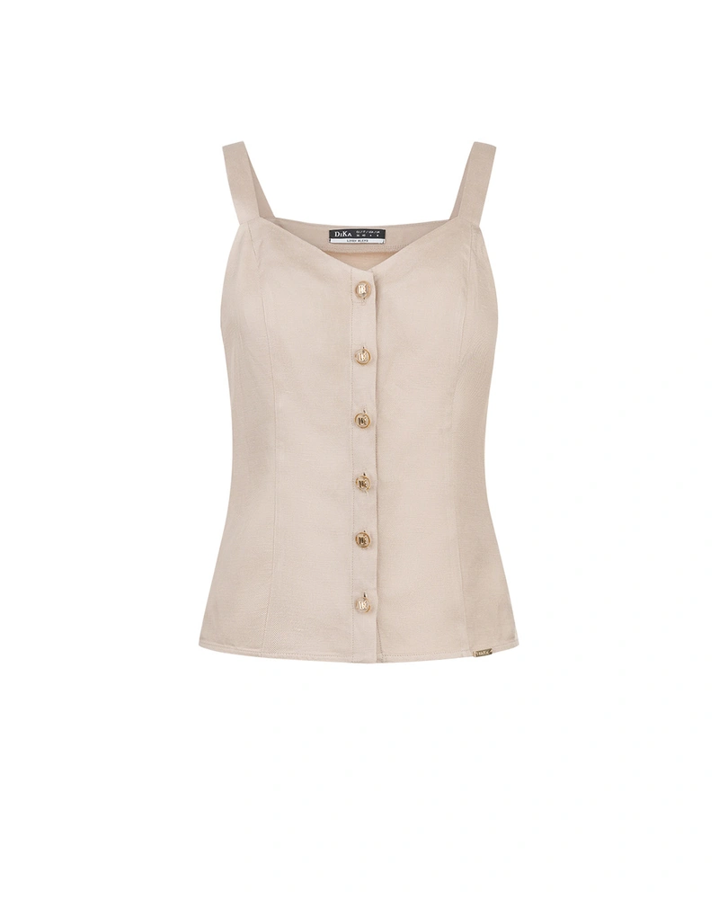 Gornji deo od mešavine lana sa bretelama i dugmadima u svetlo praškasto ružičastoj boji | Casual kolekcija