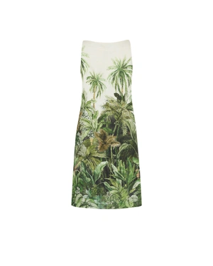 Linen dress with a tropical print and viscose lining | Dresses - 3