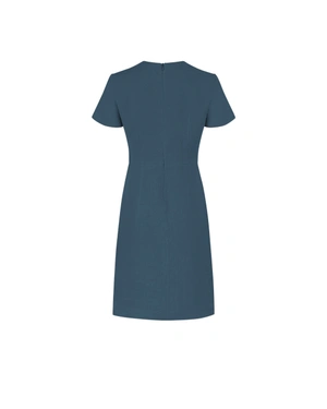 Linen safari-style dress in navy with asymmetric buttons | Dresses - 3