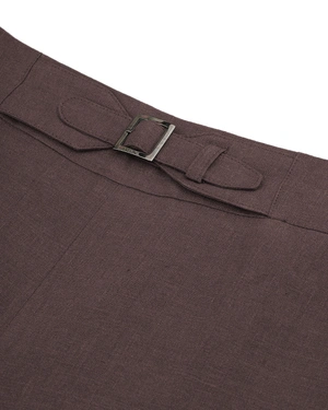 Pantaloni drepți din in, maro ciocolatiu | Pantaloni - 5