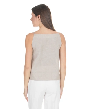 Laneni top sa bretelama u prirodnoj boji | Pure cotton and linen collection - 3