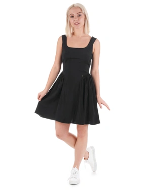 Little black dress with straps, defined waist, and flared skirt | SUMMER COLLECTION - 8