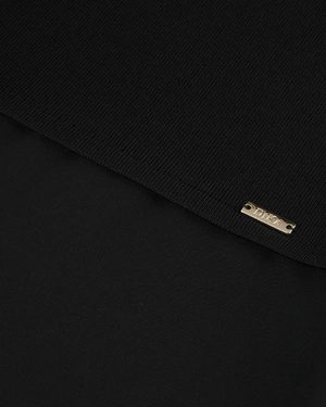 Long black sleeveless knit dress with a fitted top and slightly flared bottom | SUMMER COLLECTION OUTLET - 2