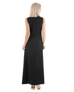 Long black sleeveless knit dress with a fitted top and slightly flared bottom | SUMMER COLLECTION OUTLET - 4