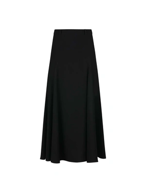Long black viscose skirt with A-line silhouette and waist tie | OUTLET SUMMER | Dika.test Long black viscose skirt with A-line silhouette and waist tie | OUTLET SUMMER
