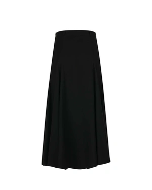 Long black viscose skirt with A-line silhouette and waist tie | OUTLET SUMMER | Dika.test - 1 Long black viscose skirt with A-line silhouette and waist tie | OUTLET SUMMER - 1