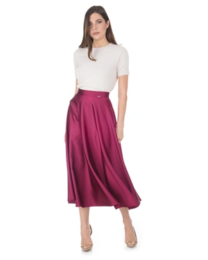 Long burgundy satin skirt with a flared silhouette | Skirts and Shorts - 1