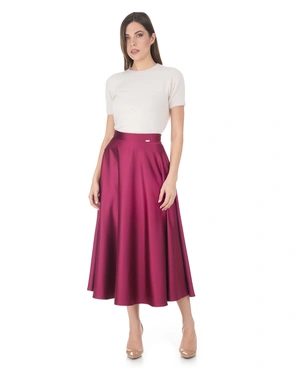 Long burgundy satin skirt with a flared silhouette | Skirts and Shorts - 2