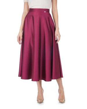 Long burgundy satin skirt with a flared silhouette | Skirts and Shorts - 3