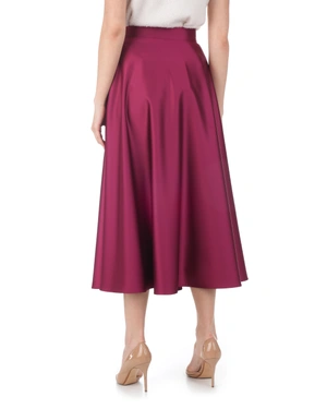 Long burgundy satin skirt with a flared silhouette | Skirts and Shorts - 4