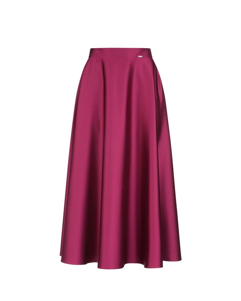 Long burgundy satin skirt with a flared silhouette | Skirts and Shorts