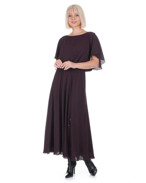 Long dress with gathered hem in burgundy | Dresses - 2
