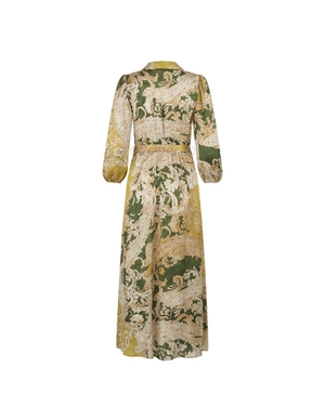 Long dress with paisley motifs in green-beige tones | Dresses and Jumpsuits | Dika.test - 1 Long dress with paisley motifs in green-beige tones | Dresses and Jumpsuits - 1
