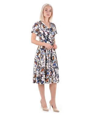 Long floral dress with short sleeves and a fabric belt | OUTLET SUMMER - 8