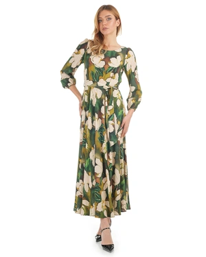 Duga viskozna haljina sa cvetnim dezenom u zelenim nijansama | KOLEKCIJA - 10