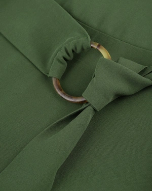Long green viscose dress with short sleeves and a fabric belt | Dresses | Dika.test - 2 Long green viscose dress with short sleeves and a fabric belt | Dresses - 2
