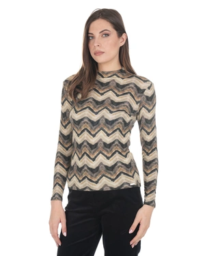 Long-sleeve blouse with a contrasting zigzag pattern | T-shirts and Tops - 2