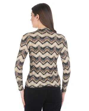 Long-sleeve blouse with a contrasting zigzag pattern | T-shirts and Tops - 3