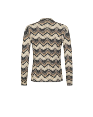 Long-sleeve blouse with a contrasting zigzag pattern | T-shirts and Tops - 4