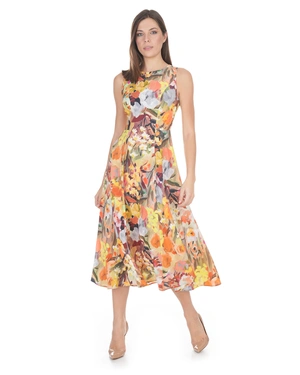 Long sleeveless viscose dress with a vibrant floral print | Dresses - 2