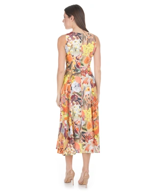 Long sleeveless viscose dress with a vibrant floral print | Dresses - 3