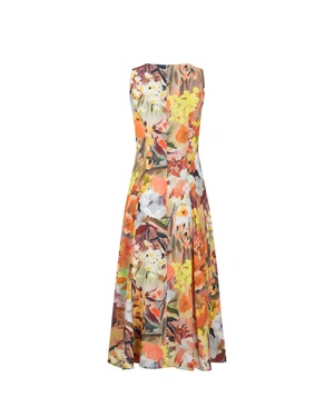 Long sleeveless viscose dress with a vibrant floral print | Dresses - 4