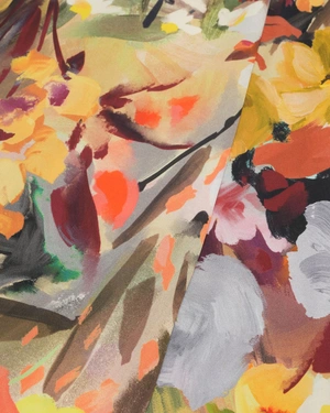 Long sleeveless viscose dress with a vibrant floral print | Dresses - 5