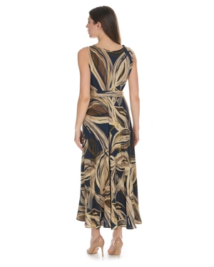 Long viscose dress with a stylized contrasting print | Dresses - 6
