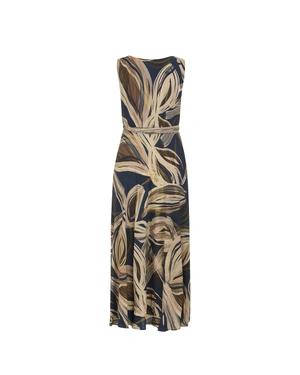 Long viscose dress with a stylized contrasting print | Dresses - 7