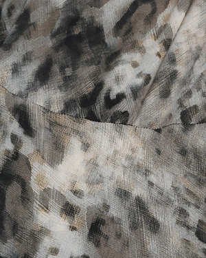 Long viscose dress with abstract paisley print in muted grey tones | Dresses - 11