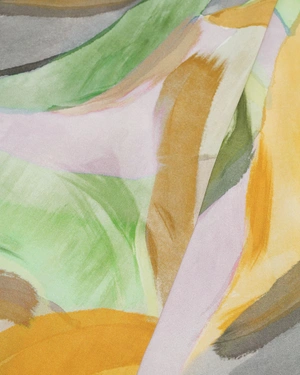 Long viscose dress with an abstract art print in green hues | Casual - 5