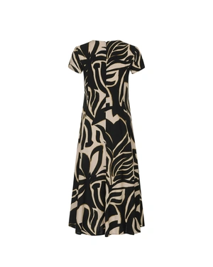 Long viscose dress with beige and black print | | Dika.ge - 1 Long viscose dress with beige and black print | - 1