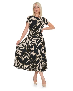 Long viscose dress with beige and black print | | Dika.ge - 3 Long viscose dress with beige and black print | - 3