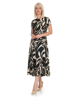 Long viscose dress with beige and black print | | Dika.ge - 4 Long viscose dress with beige and black print | - 4
