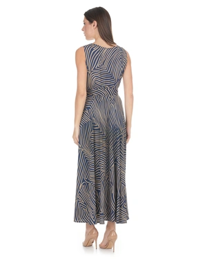 Long viscose dress with dark blue and beige print | NEW - 9