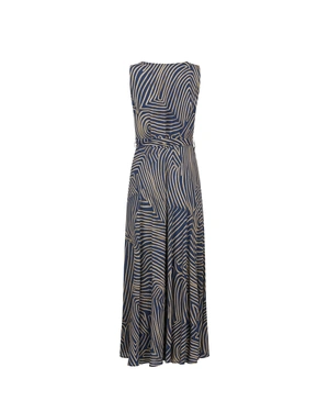 Long viscose dress with dark blue and beige print | NEW - 10