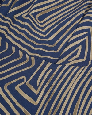 Long viscose dress with dark blue and beige print | NEW - 11