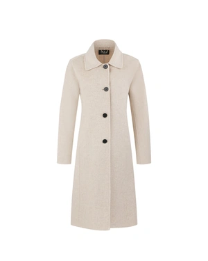 Long women's cashmere-blend coat in ecru | Outwear | Dika.com Long women's cashmere-blend coat in ecru | Outwear