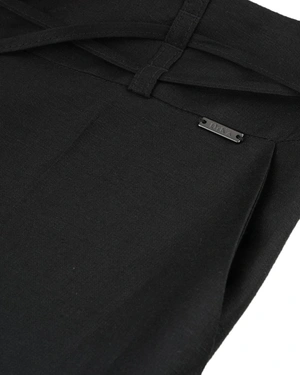 Loose black trousers with high waist and tie | Trousers | Outlet DiKa - 2 Loose black trousers with high waist and tie | Trousers - 2