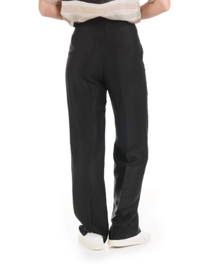 Loose black trousers with high waist and tie | Trousers | Outlet DiKa - 4 Loose black trousers with high waist and tie | Trousers - 4