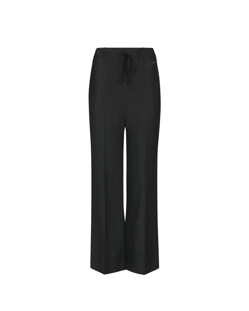 Loose black trousers with high waist and tie | Trousers