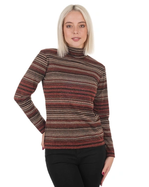 Lurex knit blouse with stripes in earthy tones | All products - 3