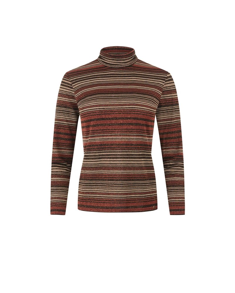 Lurex knit blouse with stripes in earthy tones | All products