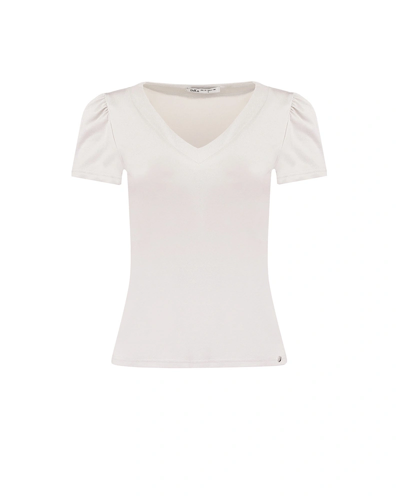 Lurex T-shirt with V-neck | OUTLET SUMMER