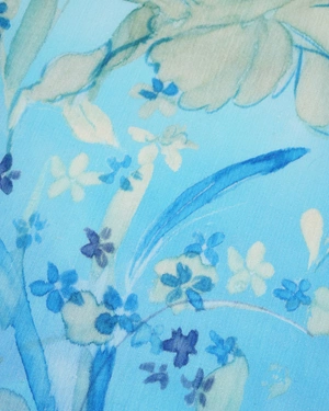 Rochie maxi albastră cu imprimeu floral artistic | NOUTATI - 4